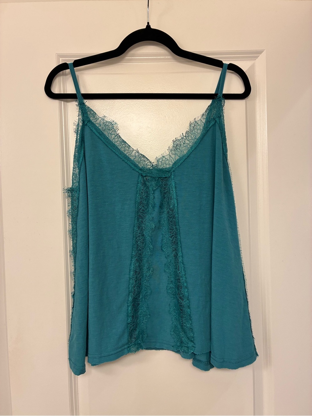 POL Teal Lace-Trim Spaghetti Strap Camisole